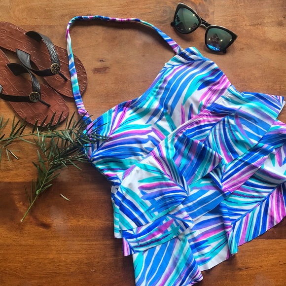 Tummy Concealer Tiered Strapless Tankini Top 8 - Picture 4 of 5